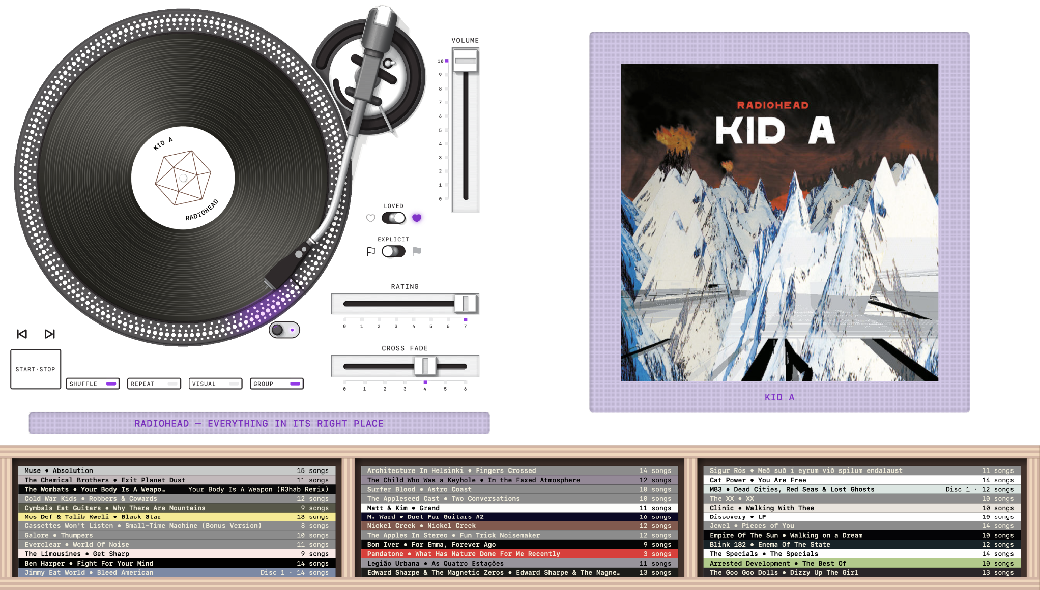 The turntable deck in Fonkey on the Mac
